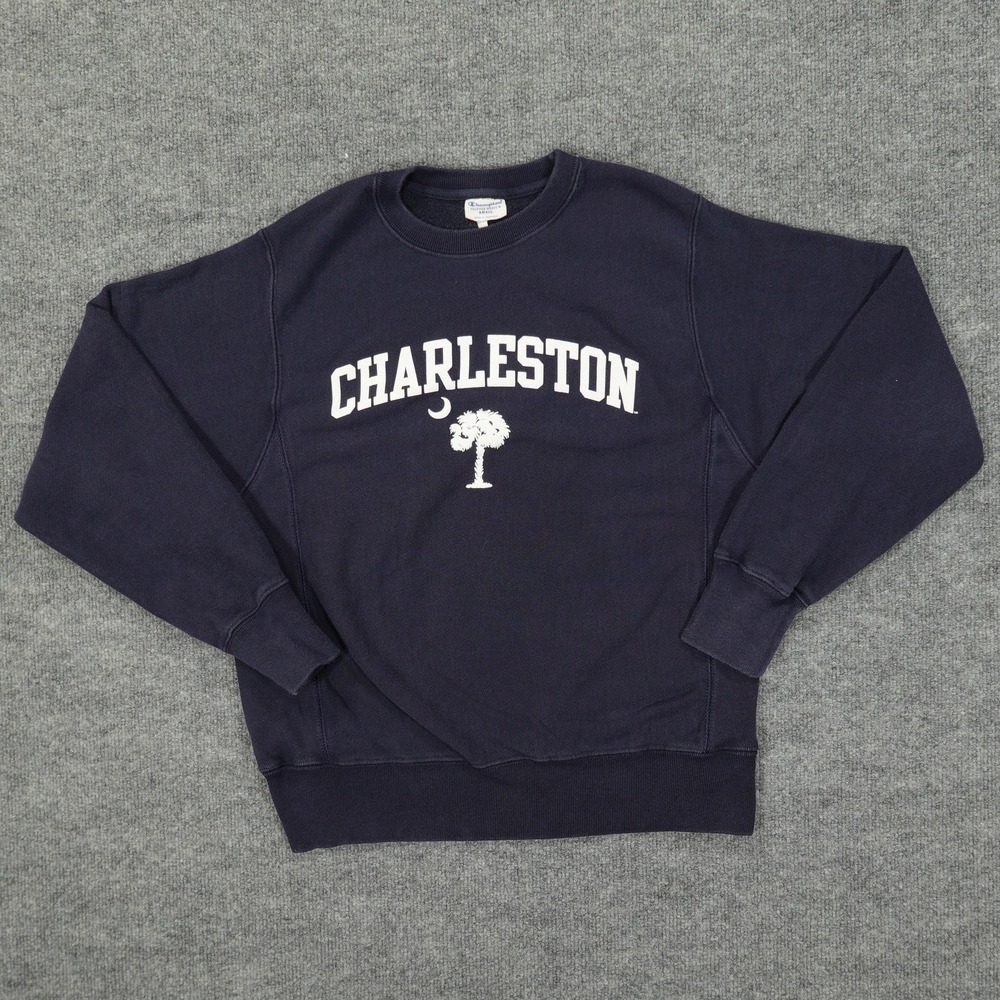 Vintage Champion Sweatshirt Mens Small Navy Blue Reverse Weave Charleston
